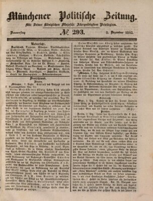 Münchener politische Zeitung (Süddeutsche Presse) Donnerstag 8. Dezember 1842