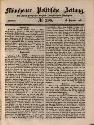 Münchener politische Zeitung (Süddeutsche Presse) Mittwoch 14. Dezember 1842