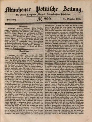 Münchener politische Zeitung (Süddeutsche Presse) Donnerstag 15. Dezember 1842