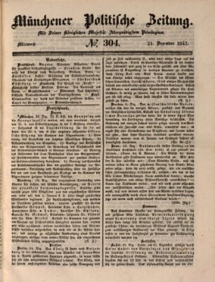 Münchener politische Zeitung (Süddeutsche Presse) Mittwoch 21. Dezember 1842