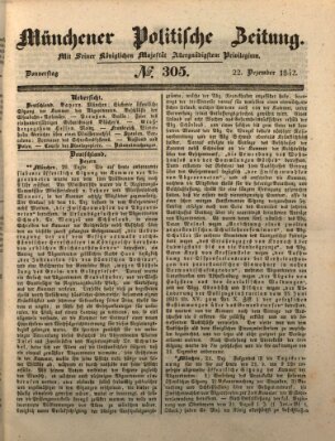 Münchener politische Zeitung (Süddeutsche Presse) Donnerstag 22. Dezember 1842