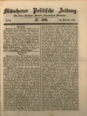 Münchener politische Zeitung (Süddeutsche Presse) Freitag 23. Dezember 1842