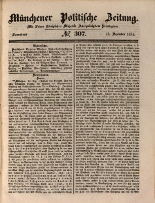 Münchener politische Zeitung (Süddeutsche Presse) Samstag 24. Dezember 1842