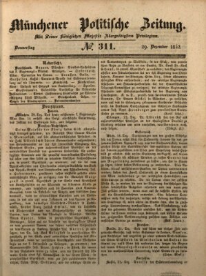 Münchener politische Zeitung (Süddeutsche Presse) Donnerstag 29. Dezember 1842