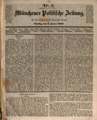 Münchener politische Zeitung (Süddeutsche Presse) Dienstag 6. Januar 1846