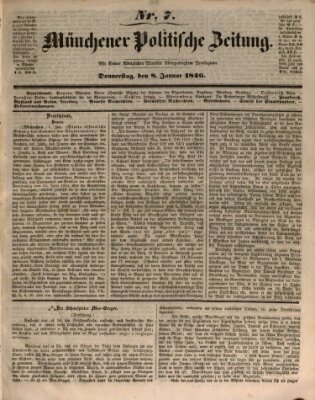 Münchener politische Zeitung (Süddeutsche Presse) Donnerstag 8. Januar 1846