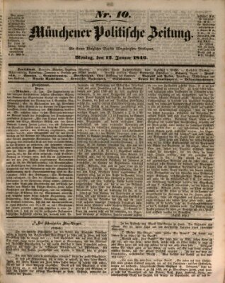 Münchener politische Zeitung (Süddeutsche Presse) Montag 12. Januar 1846