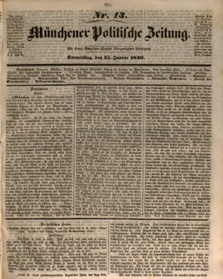 Münchener politische Zeitung (Süddeutsche Presse) Donnerstag 15. Januar 1846