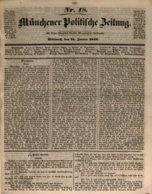 Münchener politische Zeitung (Süddeutsche Presse) Mittwoch 21. Januar 1846