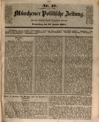 Münchener politische Zeitung (Süddeutsche Presse) Donnerstag 22. Januar 1846