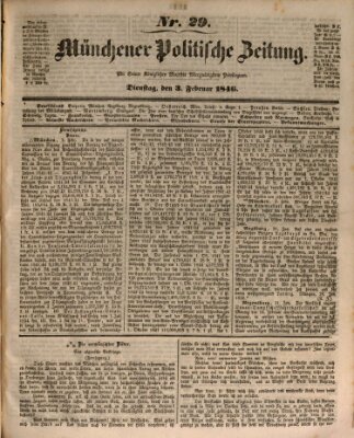 Münchener politische Zeitung (Süddeutsche Presse) Dienstag 3. Februar 1846