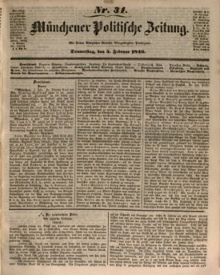 Münchener politische Zeitung (Süddeutsche Presse) Donnerstag 5. Februar 1846