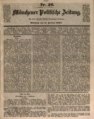 Münchener politische Zeitung (Süddeutsche Presse) Mittwoch 11. Februar 1846