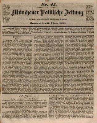 Münchener politische Zeitung (Süddeutsche Presse) Samstag 21. Februar 1846