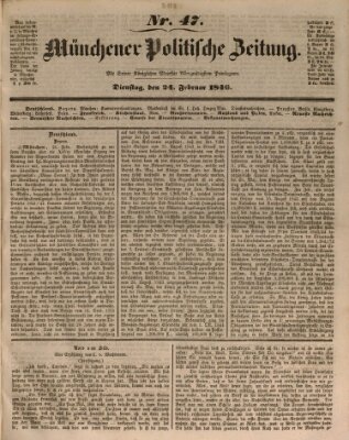 Münchener politische Zeitung (Süddeutsche Presse) Dienstag 24. Februar 1846