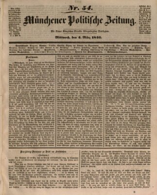 Münchener politische Zeitung (Süddeutsche Presse) Mittwoch 4. März 1846