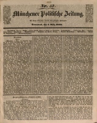 Münchener politische Zeitung (Süddeutsche Presse) Samstag 7. März 1846