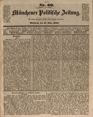 Münchener politische Zeitung (Süddeutsche Presse) Mittwoch 11. März 1846