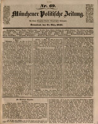 Münchener politische Zeitung (Süddeutsche Presse) Samstag 21. März 1846