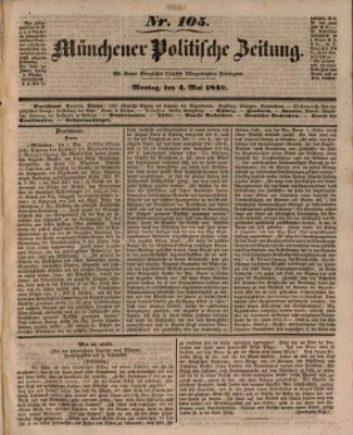 Münchener politische Zeitung (Süddeutsche Presse) Montag 4. Mai 1846