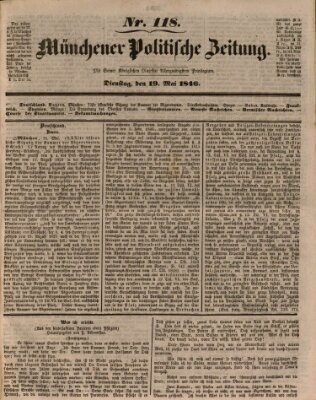 Münchener politische Zeitung (Süddeutsche Presse) Dienstag 19. Mai 1846