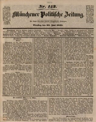 Münchener politische Zeitung (Süddeutsche Presse) Dienstag 30. Juni 1846