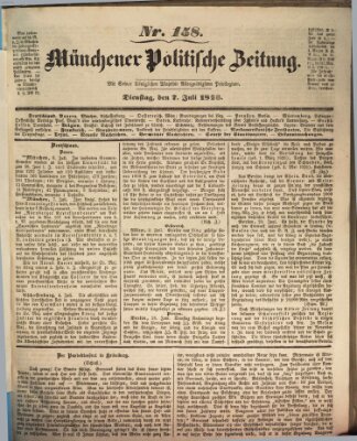 Münchener politische Zeitung (Süddeutsche Presse) Dienstag 7. Juli 1846