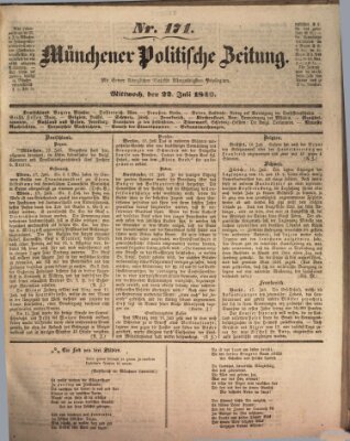 Münchener politische Zeitung (Süddeutsche Presse) Mittwoch 22. Juli 1846