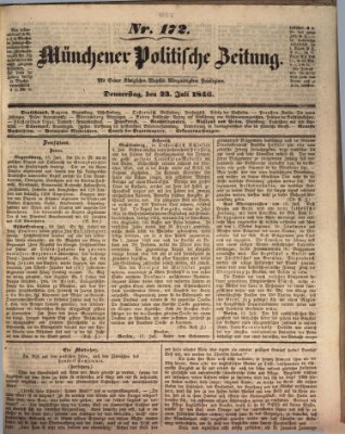 Münchener politische Zeitung (Süddeutsche Presse) Donnerstag 23. Juli 1846