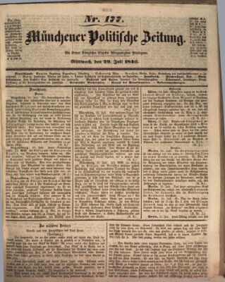 Münchener politische Zeitung (Süddeutsche Presse) Mittwoch 29. Juli 1846