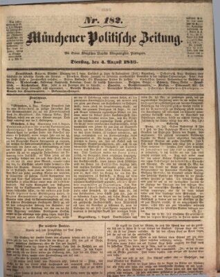 Münchener politische Zeitung (Süddeutsche Presse) Dienstag 4. August 1846