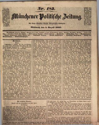 Münchener politische Zeitung (Süddeutsche Presse) Mittwoch 5. August 1846