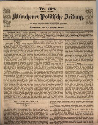 Münchener politische Zeitung (Süddeutsche Presse) Samstag 22. August 1846