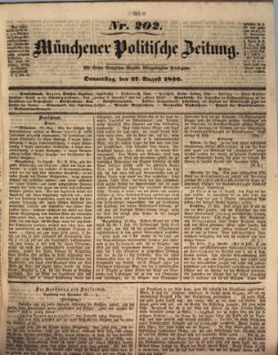 Münchener politische Zeitung (Süddeutsche Presse) Donnerstag 27. August 1846