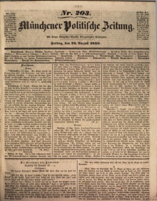 Münchener politische Zeitung (Süddeutsche Presse) Freitag 28. August 1846