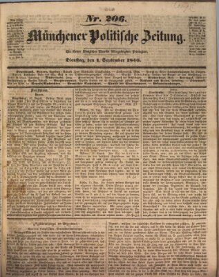 Münchener politische Zeitung (Süddeutsche Presse) Dienstag 1. September 1846