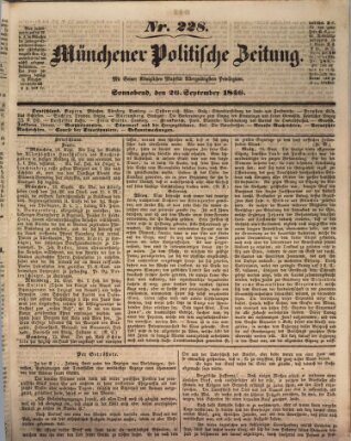 Münchener politische Zeitung (Süddeutsche Presse) Samstag 26. September 1846