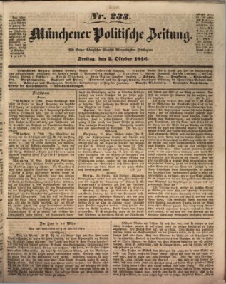 Münchener politische Zeitung (Süddeutsche Presse) Freitag 2. Oktober 1846