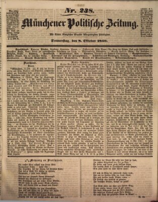 Münchener politische Zeitung (Süddeutsche Presse) Donnerstag 8. Oktober 1846