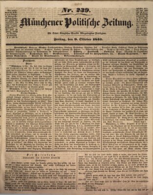 Münchener politische Zeitung (Süddeutsche Presse) Freitag 9. Oktober 1846