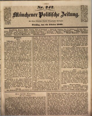 Münchener politische Zeitung (Süddeutsche Presse) Dienstag 13. Oktober 1846