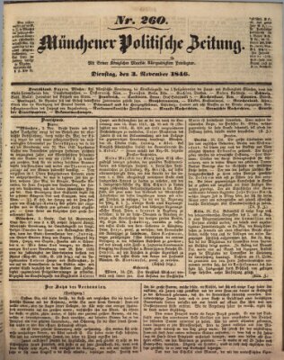 Münchener politische Zeitung (Süddeutsche Presse) Dienstag 3. November 1846