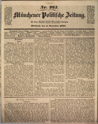 Münchener politische Zeitung (Süddeutsche Presse) Mittwoch 4. November 1846