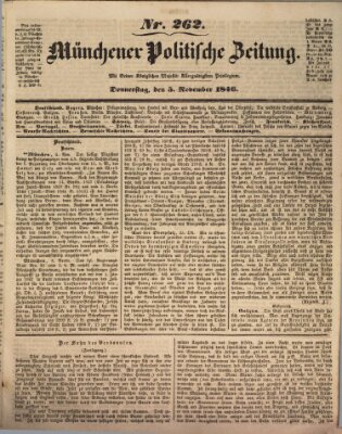 Münchener politische Zeitung (Süddeutsche Presse) Donnerstag 5. November 1846