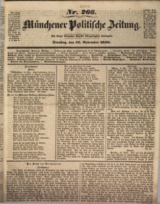 Münchener politische Zeitung (Süddeutsche Presse) Dienstag 10. November 1846