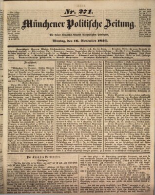 Münchener politische Zeitung (Süddeutsche Presse) Montag 16. November 1846