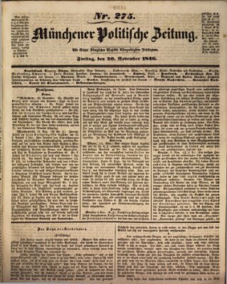 Münchener politische Zeitung (Süddeutsche Presse) Freitag 20. November 1846