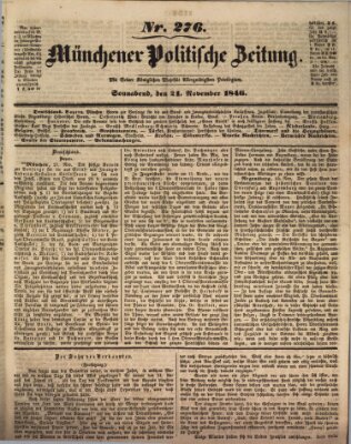 Münchener politische Zeitung (Süddeutsche Presse) Samstag 21. November 1846