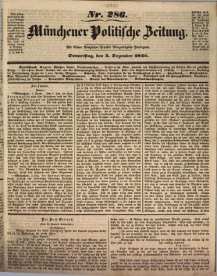 Münchener politische Zeitung (Süddeutsche Presse) Donnerstag 3. Dezember 1846