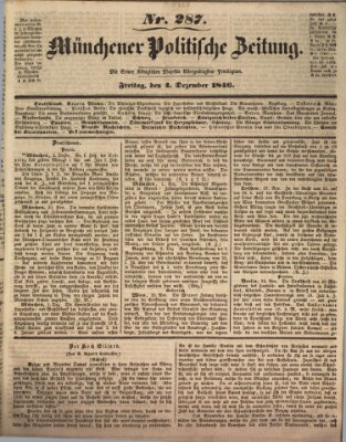 Münchener politische Zeitung (Süddeutsche Presse) Freitag 4. Dezember 1846